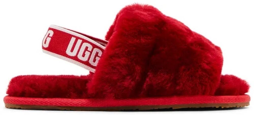 UGG Fluff Yeah Ribbon Red Slides Sling Back Size 12